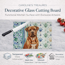 Load image into Gallery viewer, Mahogany Dogue de Bordeaux Coastal Sea Glass Glass Cutting Board