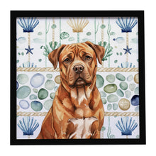 Load image into Gallery viewer, Mahogany Dogue de Bordeaux Coastal Sea Glass Framed Metal Print