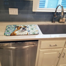 Load image into Gallery viewer, Brindle and White English Bulldog Coastal Sea Glass Dish Drying Mat