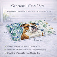 Load image into Gallery viewer, Brindle and White English Bulldog Coastal Sea Glass Dish Drying Mat
