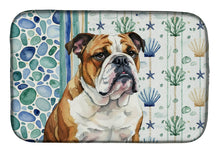 Load image into Gallery viewer, Brindle and White English Bulldog Coastal Sea Glass Dish Drying Mat