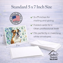 Load image into Gallery viewer, Brindle and White English Bulldog Coastal Sea Glass Greeting Cards Pack of 8