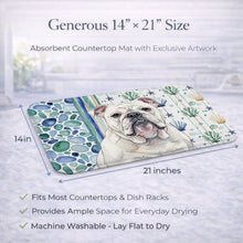 Load image into Gallery viewer, White English Bulldog Coastal Sea Glass Dish Drying Mat