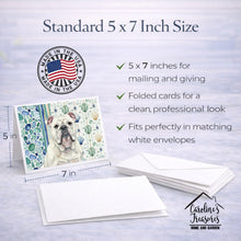 Load image into Gallery viewer, White English Bulldog Coastal Sea Glass Greeting Cards Pack of 8