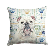Load image into Gallery viewer, White English Bulldog Coastal Sea Glass Throw Pillow