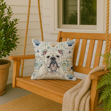 Load image into Gallery viewer, White English Bulldog Coastal Sea Glass Throw Pillow