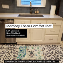 Load image into Gallery viewer, White English Bulldog Coastal Sea Glass Memory Foam Kitchen Mat