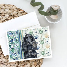 Load image into Gallery viewer, Black English Cocker Spaniel Coastal Sea Glass Greeting Cards Pack of 8