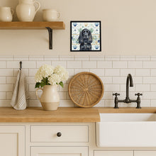 Load image into Gallery viewer, Black English Cocker Spaniel Coastal Sea Glass Framed Metal Print