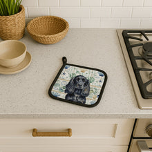 Load image into Gallery viewer, Black English Cocker Spaniel Coastal Sea Glass Pair of Pot Holders