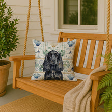 Load image into Gallery viewer, Black English Cocker Spaniel Coastal Sea Glass Throw Pillow