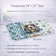 Load image into Gallery viewer, Blue Roan &amp; Tan English Cocker Spaniel Coastal Sea Glass Dish Drying Mat