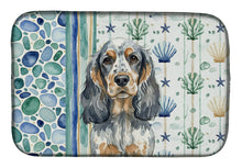 Load image into Gallery viewer, Blue Roan &amp; Tan English Cocker Spaniel Coastal Sea Glass Dish Drying Mat