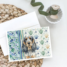 Load image into Gallery viewer, Blue Roan &amp; Tan English Cocker Spaniel Coastal Sea Glass Greeting Cards Pack of 8