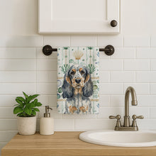 Load image into Gallery viewer, Blue Roan &amp; Tan English Cocker Spaniel Coastal Sea Glass Kitchen Towel