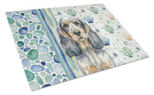 Load image into Gallery viewer, Blue Roan &amp; Tan English Cocker Spaniel Coastal Sea Glass Glass Cutting Board