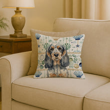 Load image into Gallery viewer, Blue Roan &amp; Tan English Cocker Spaniel Coastal Sea Glass Throw Pillow