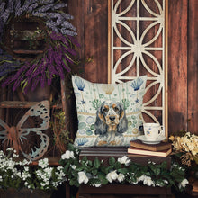 Load image into Gallery viewer, Blue Roan &amp; Tan English Cocker Spaniel Coastal Sea Glass Throw Pillow