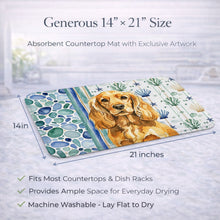 Load image into Gallery viewer, Golden English Cocker Spaniel Coastal Sea Glass Dish Drying Mat