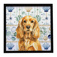 Load image into Gallery viewer, Golden English Cocker Spaniel Coastal Sea Glass Framed Metal Print