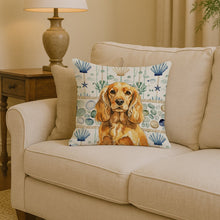 Load image into Gallery viewer, Golden English Cocker Spaniel Coastal Sea Glass Throw Pillow