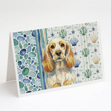 Load image into Gallery viewer, Lemon Roan English Cocker Spaniel Coastal Sea Glass Greeting Cards Pack of 8