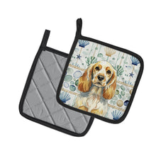 Load image into Gallery viewer, Lemon Roan English Cocker Spaniel Coastal Sea Glass Pair of Pot Holders