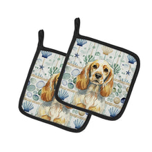 Load image into Gallery viewer, Lemon Roan English Cocker Spaniel Coastal Sea Glass Pair of Pot Holders