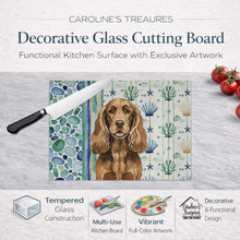 Load image into Gallery viewer, Liver English Cocker Spaniel Coastal Sea Glass Glass Cutting Board