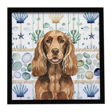 Load image into Gallery viewer, Liver English Cocker Spaniel Coastal Sea Glass Framed Metal Print