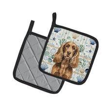Load image into Gallery viewer, Liver English Cocker Spaniel Coastal Sea Glass Pair of Pot Holders