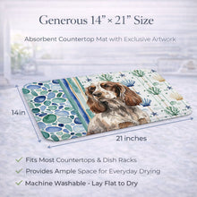 Load image into Gallery viewer, Liver Roan English Cocker Spaniel Coastal Sea Glass Dish Drying Mat