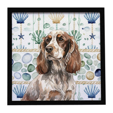 Load image into Gallery viewer, Liver Roan English Cocker Spaniel Coastal Sea Glass Framed Metal Print
