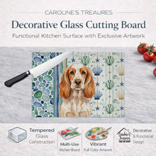 Load image into Gallery viewer, Orange Roan English Cocker Spaniel Coastal Sea Glass Glass Cutting Board