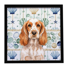 Load image into Gallery viewer, Orange Roan English Cocker Spaniel Coastal Sea Glass Framed Metal Print