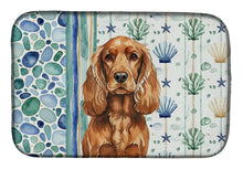 Load image into Gallery viewer, Red English Cocker Spaniel Coastal Sea Glass Dish Drying Mat