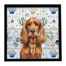 Load image into Gallery viewer, Red English Cocker Spaniel Coastal Sea Glass Framed Metal Print