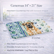 Load image into Gallery viewer, Apricot English Mastiff Coastal Sea Glass Dish Drying Mat
