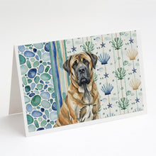 Load image into Gallery viewer, Brindle English Mastiff Coastal Sea Glass Greeting Cards Pack of 8