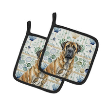 Load image into Gallery viewer, Brindle English Mastiff Coastal Sea Glass Pair of Pot Holders