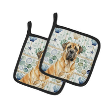 Load image into Gallery viewer, Fawn English Mastiff Coastal Sea Glass Pair of Pot Holders