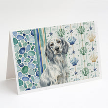 Load image into Gallery viewer, Blue Belton English Setter Coastal Sea Glass Greeting Cards Pack of 8