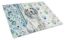 Load image into Gallery viewer, Blue Belton English Setter Coastal Sea Glass Glass Cutting Board