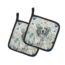 Load image into Gallery viewer, Blue Belton English Setter Coastal Sea Glass Pair of Pot Holders
