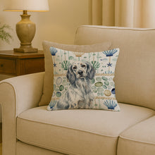 Load image into Gallery viewer, Blue Belton English Setter Coastal Sea Glass Throw Pillow