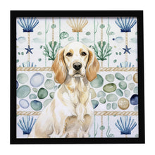 Load image into Gallery viewer, Lemon Belton English Setter Coastal Sea Glass Framed Metal Print