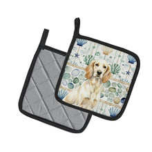 Load image into Gallery viewer, Lemon Belton English Setter Coastal Sea Glass Pair of Pot Holders