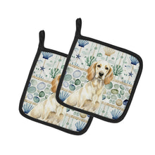 Load image into Gallery viewer, Lemon Belton English Setter Coastal Sea Glass Pair of Pot Holders