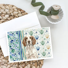 Load image into Gallery viewer, Liver Belton English Setter Coastal Sea Glass Greeting Cards Pack of 8