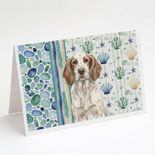 Load image into Gallery viewer, Liver Belton English Setter Coastal Sea Glass Greeting Cards Pack of 8